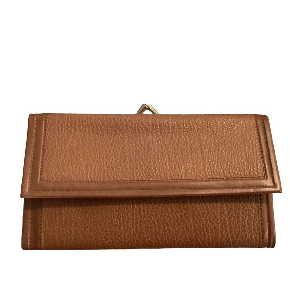 Brown Wallet Billfold Purse Clutch Clasp Classy Credit Card Holder Everyday Chec